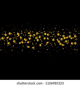 Golden confetti background, Flying confetti. Festive holiday background