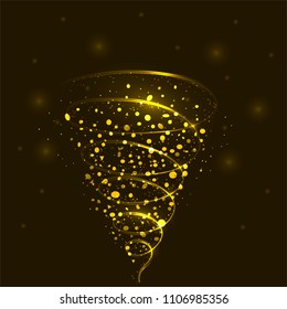 Golden confetti background, Flying confetti. Festive ribbons holiday background Abstract fire flame shape