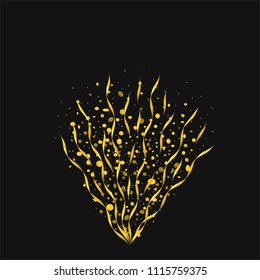 Golden confetti background, Flying ribbons confetti. Festive holiday background