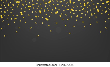 Golden confetti background, golden glitters stars. Festive holiday background