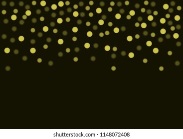 Golden confetti background, golden glitters stars. Festive holiday background