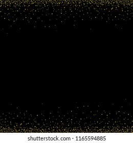 Golden confetti background, golden glitters stars. Festive holiday background