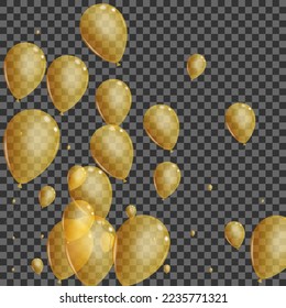 Vector transparente de fondo de confetti dorado. Diseño de vacaciones de juguete. Air de felicitación de oro. Marco De Aniversario Sorpresa.