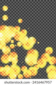Golden Confetti Background Transparent Vector. Dot Wallpaper Illustration. Neon Template. Yellow Spot Glitter Texture. Orange Elegant.