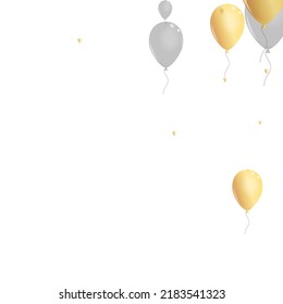 Vector blanco de fondo de confetti dorado. Toy Celebra El Fondo. Helio Festivo de Plata. Tarjeta Air Fly.