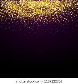 Golden confetti banner vector, festive background