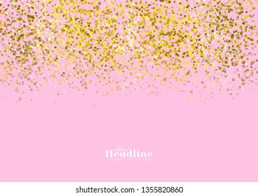 Golden confetti bright abstract holiday background. Vector design