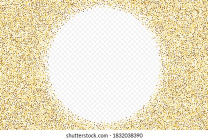 Golden Confetti Bright Transparent Background. Falling Sequin Wallpaper. Yellow Glow Transparent Banner. Sparkle Vector Texture.