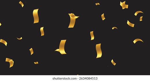 Golden Confetti Cascade on a Dark Canvas: A Luxury Design for New Year’s Eve Posters and Holiday Invitations. Glamour falling glitter. New year wallpaper .brochure template. Cover texture design.