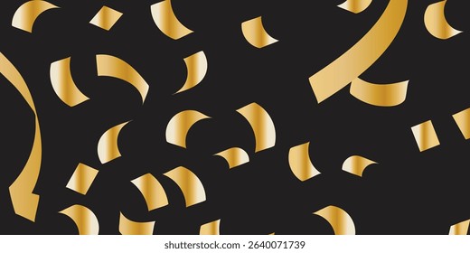 Golden Confetti Cascade on a Dark Canvas: A Luxury Design for New Year’s Eve Posters and Holiday Invitations. Glamour falling glitter. New year wallpaper .brochure template. Cover texture design.
