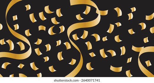 Golden Confetti Cascade on a Dark Canvas: A Luxury Design for New Year’s Eve Posters and Holiday Invitations. Glamour falling glitter. New year wallpaper .brochure template. Cover texture design.