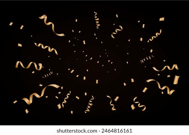 golden confetti  celebration party design vector free