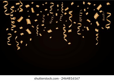 golden confetti  celebration party design vector free