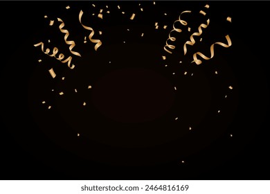 golden confetti  celebration party design vector free