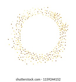 Golden confetti in a circle on white background vector