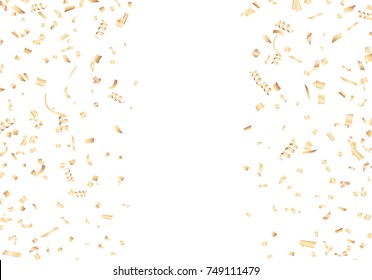 Golden confetti with copy space. Vector illustration.