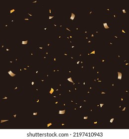 Golden confetti decoration element with black background.  Vector illustration.
