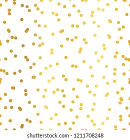 Golden confetti dots seamless pattern. Great for baby and nursery fabric, wallpaper, giftwrap, wedding invitations as well as Birthday projects. Adlı Stok Vektör