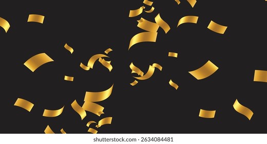 Golden Confetti Explosion on Black Canvas: A Luxury Design for New Year’s Eve and Celebration Posters. Glamour falling glitter. New year wallpaper .brochure template. Cover texture design.
