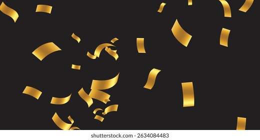 Golden Confetti Explosion on Black Canvas: A Luxury Design for New Year’s Eve and Celebration Posters. Glamour falling glitter. New year wallpaper .brochure template. Cover texture design.