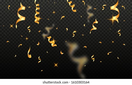 Golden Confetti Fall Down On Black Stock Vector (Royalty Free ...