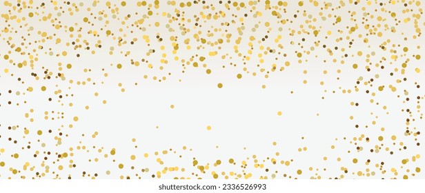 Confeti dorado cayendo vector de fondo. Resumen del diseño de plantillas de confetti vibrante y de agilización de brillo. Diseño de fondo de pantalla del festival de celebración para la apertura, fiesta, cumpleaños, telón de fondo, saludo.