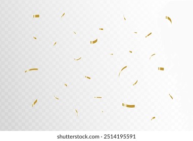 Confeti dorado cayendo aislado sobre fondo transparente. diseño simple. Vector .eps 10
