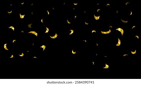 Golden confetti falling. Isolated elements sparkling effect. Suitable background celebrate events. Digital art studio shot black background
