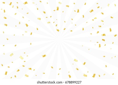 Golden Confetti Falling On Background. Birthday & Celebration Event Concept. Vector Illustration