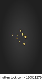 Golden Confetti Falling on Black Backdrop. Festive Pattern. Holiday Decoration Elements on Universal Background. Trendy Modern Luxury Template. Vector Background with Many Golden Confetti.