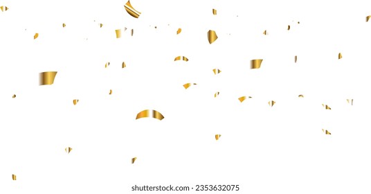 Golden Confetti Falling On Transparent Background. Vector