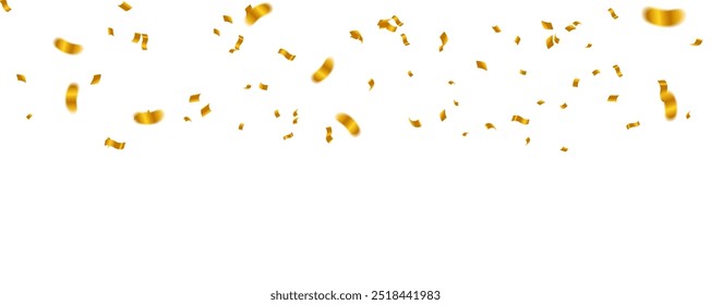 Golden Confetti Falling On White Background. Vector Illustration
