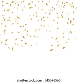Golden Confetti Falling On White Background. Vector