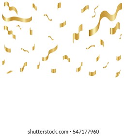 Golden Confetti Falling On White Background. Vector Illustration