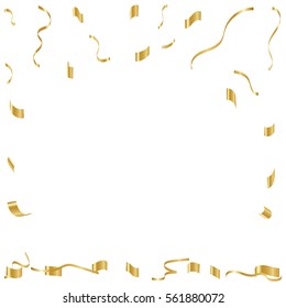 Golden Confetti Falling On White Background. Vector Illustration