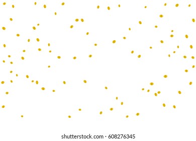 Golden Confetti Falling On White Background. Vector