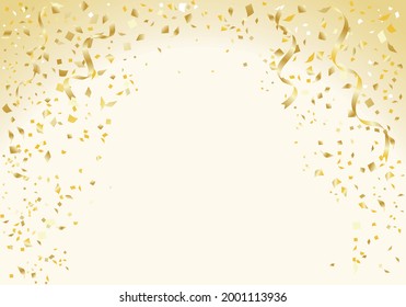 golden confetti falling with ribbons