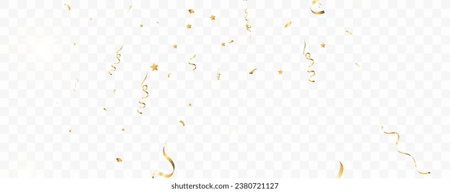 Golden confetti falls on a beautiful background. Falling streamers on stage.	
