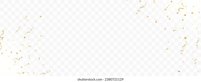 Golden confetti falls on a beautiful background. Falling streamers on stage.	
