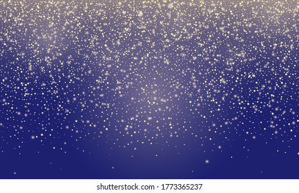 Golden Confetti.  Festive background, design for cards, invitations. Abstract texture on a violet background. Design element. Vector illustration, eps 10.