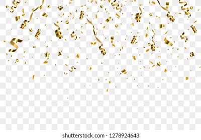 Golden confetti. Festive background. Vector illustration
