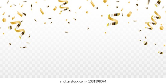 Golden confetti. Festive confetti background. Vector