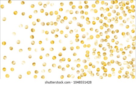 Golden Confetti. Festive Texture with Sparkles on White Background. Dark Luxury Pattern for Christmas and New Year Decoration, Birthday Invitation, Poster or Greeting Card. Vector Gold Confetti.