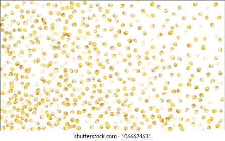 Golden Confetti. Festive Texture with Sparkles on White Background. Dark Luxury Pattern for Christmas and New Year Decoration, Birthday Invitation, Poster or Greeting Card. Vector Gold Confetti.