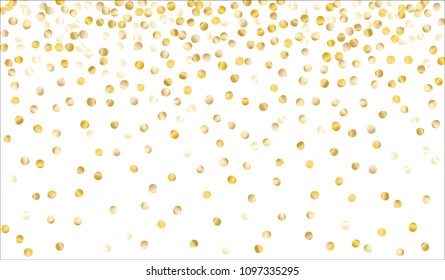 Golden Confetti. Festive Texture with Sparkles on White Background. Dark Luxury Pattern for Christmas and New Year Decoration, Birthday Invitation, Poster or Greeting Card. Vector Gold Confetti.