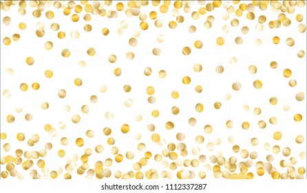 Golden Confetti. Festive Texture with Sparkles on White Background. Dark Luxury Pattern for Christmas and New Year Decoration, Birthday Invitation, Poster or Greeting Card. Vector Gold Confetti.