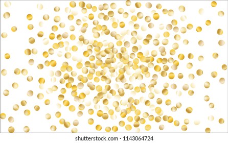Golden Confetti. Festive Texture with Sparkles on White Background. Dark Luxury Pattern for Christmas and New Year Decoration, Birthday Invitation, Poster or Greeting Card. Vector Gold Confetti.