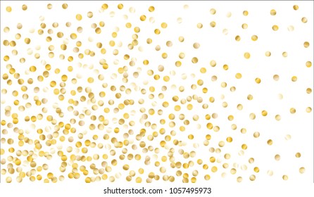 Golden Confetti. Festive Texture with Tinsels on White Background. Dark Luxury Pattern for Christmas and New Year Decoration, Birthday Invitation, Poster or Greeting Card. Vector Gold Confetti.