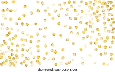 Golden Confetti. Festive Texture with Tinsels on White Background. Dark Luxury Pattern for Christmas and New Year Decoration, Birthday Invitation, Poster or Greeting Card. Vector Gold Confetti.
