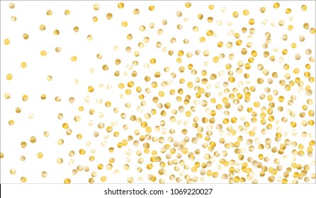 Golden Confetti. Festive Texture with Tinsels on White Background. Dark Luxury Pattern for Christmas and New Year Decoration, Birthday Invitation, Poster or Greeting Card. Vector Gold Confetti.